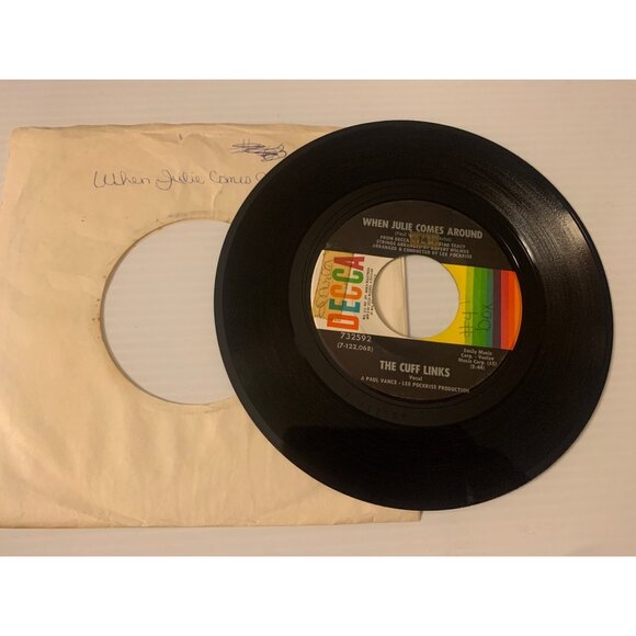 Vintage 45 RPM Vinyl Record Decca The Cuff Links "When Julie Comes Around/Sally - Picture 1 of 5